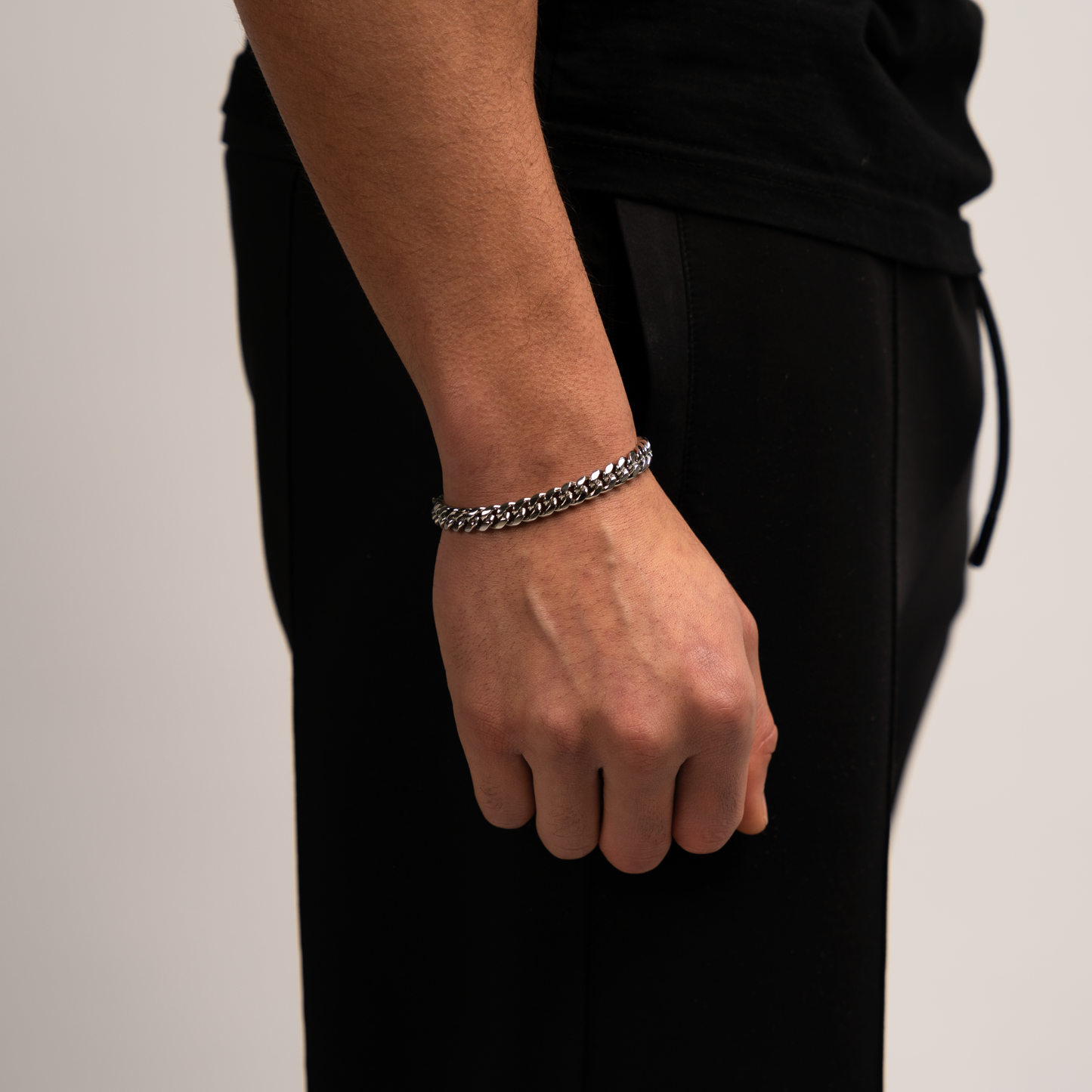 Cuban Link Pulsera Plateada 8MM