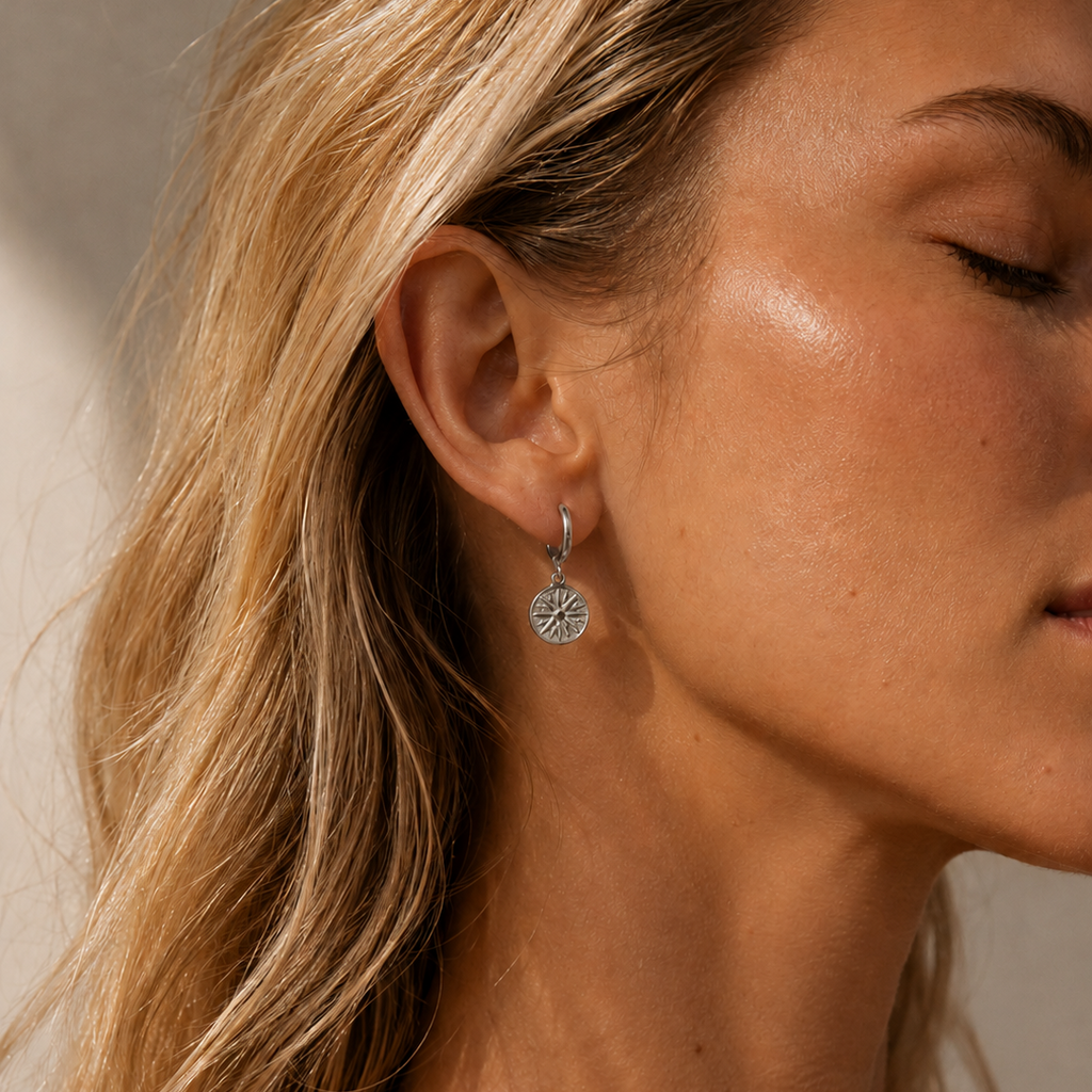 Compass Earrings Silver
