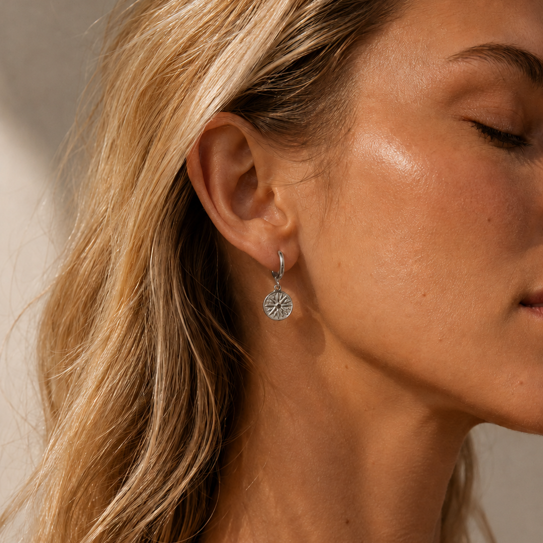 Compass Earrings Silver