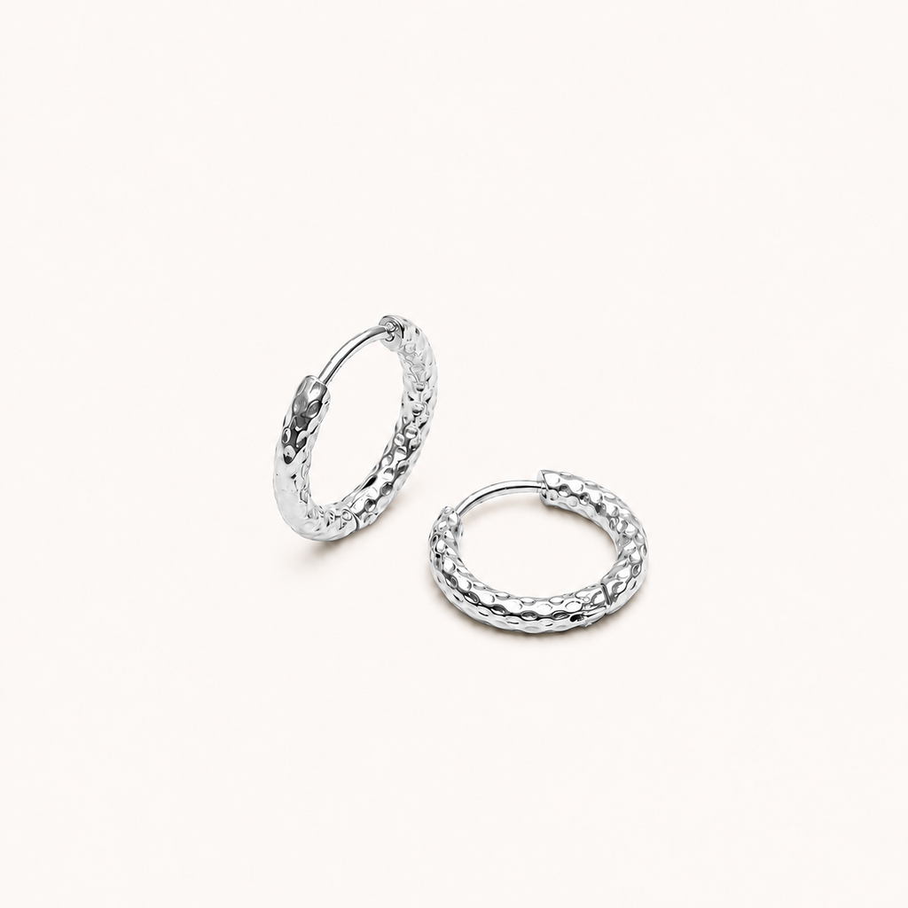Hammered Hoops Silver