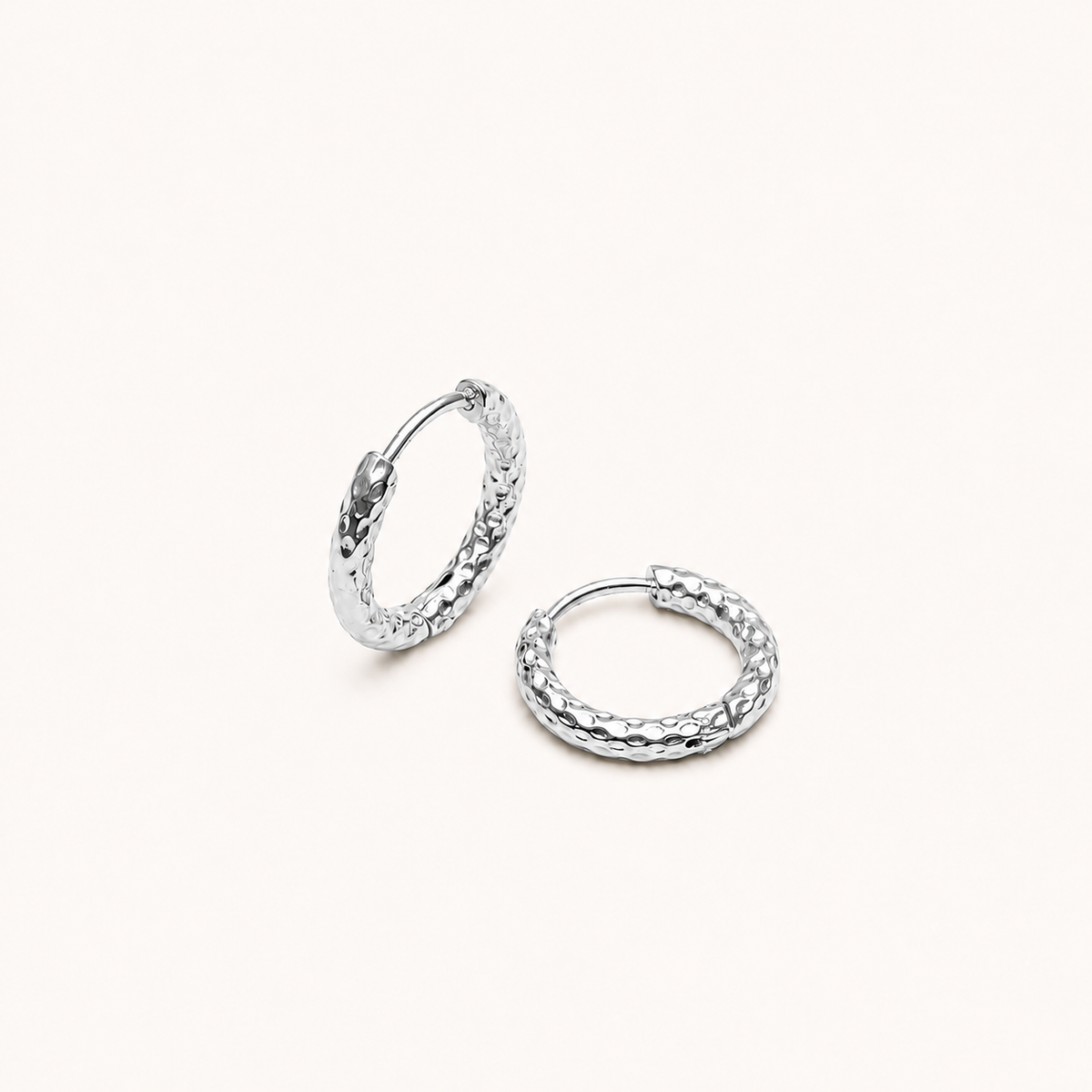 Hammered Hoops Silver