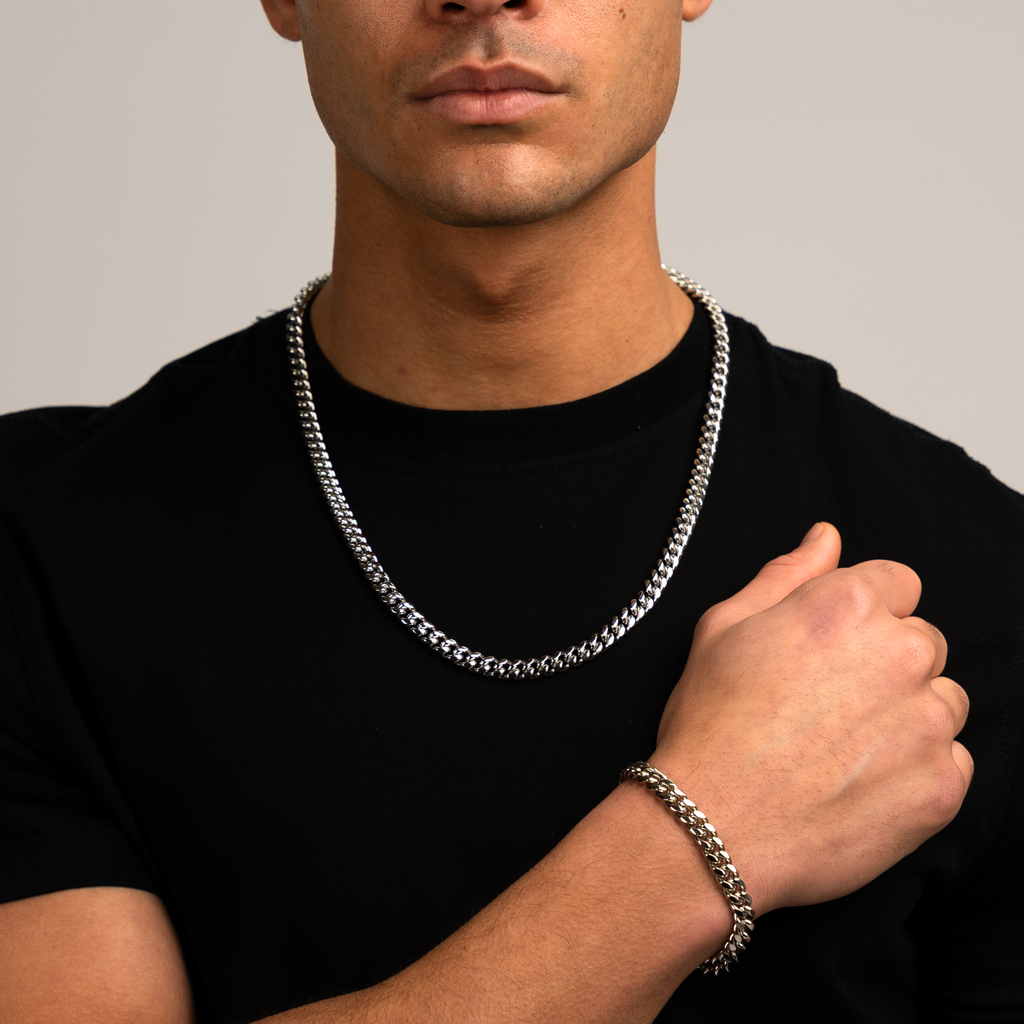 Cuban Link Collar Plateado 8MM
