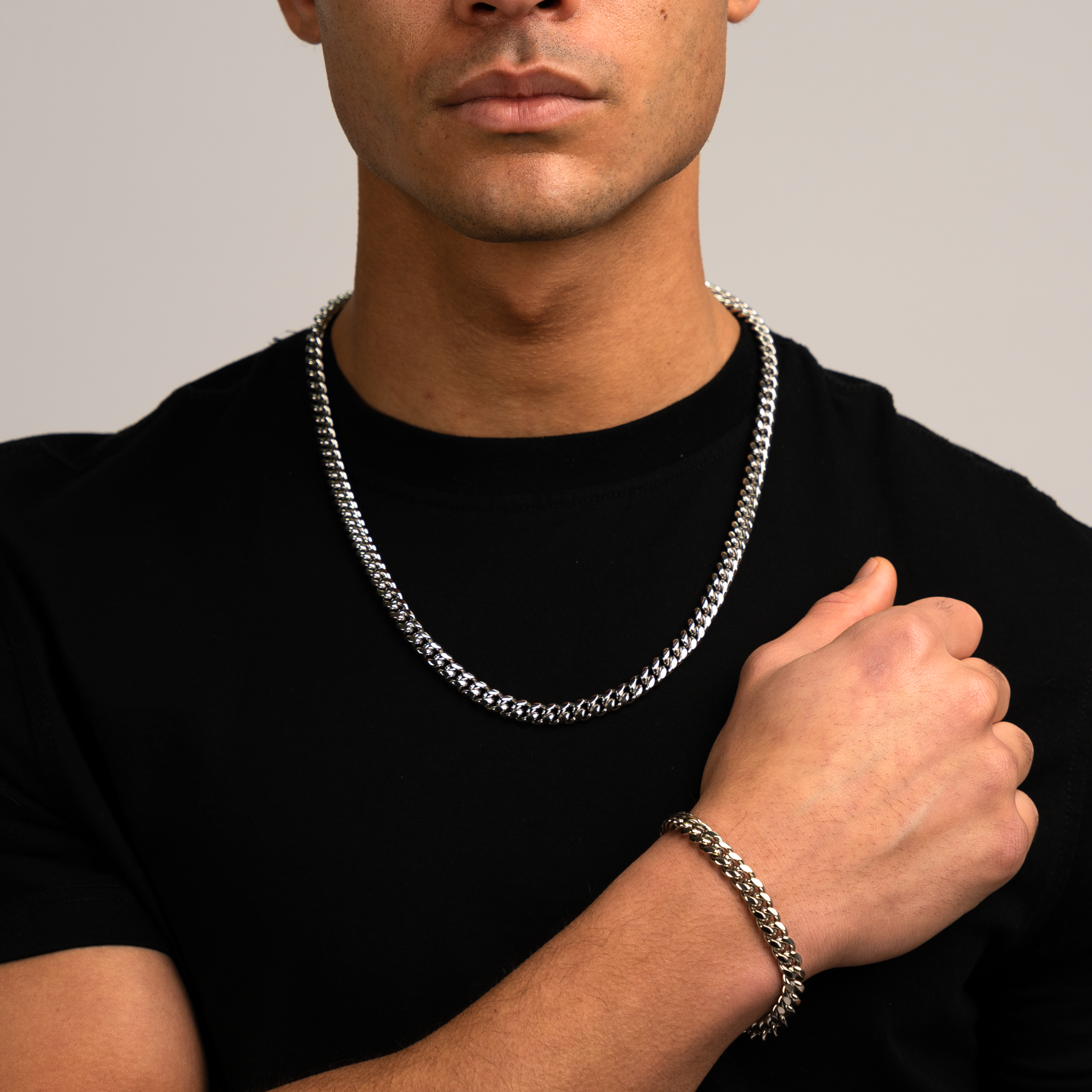 Cuban Link Collar Plateado 8MM
