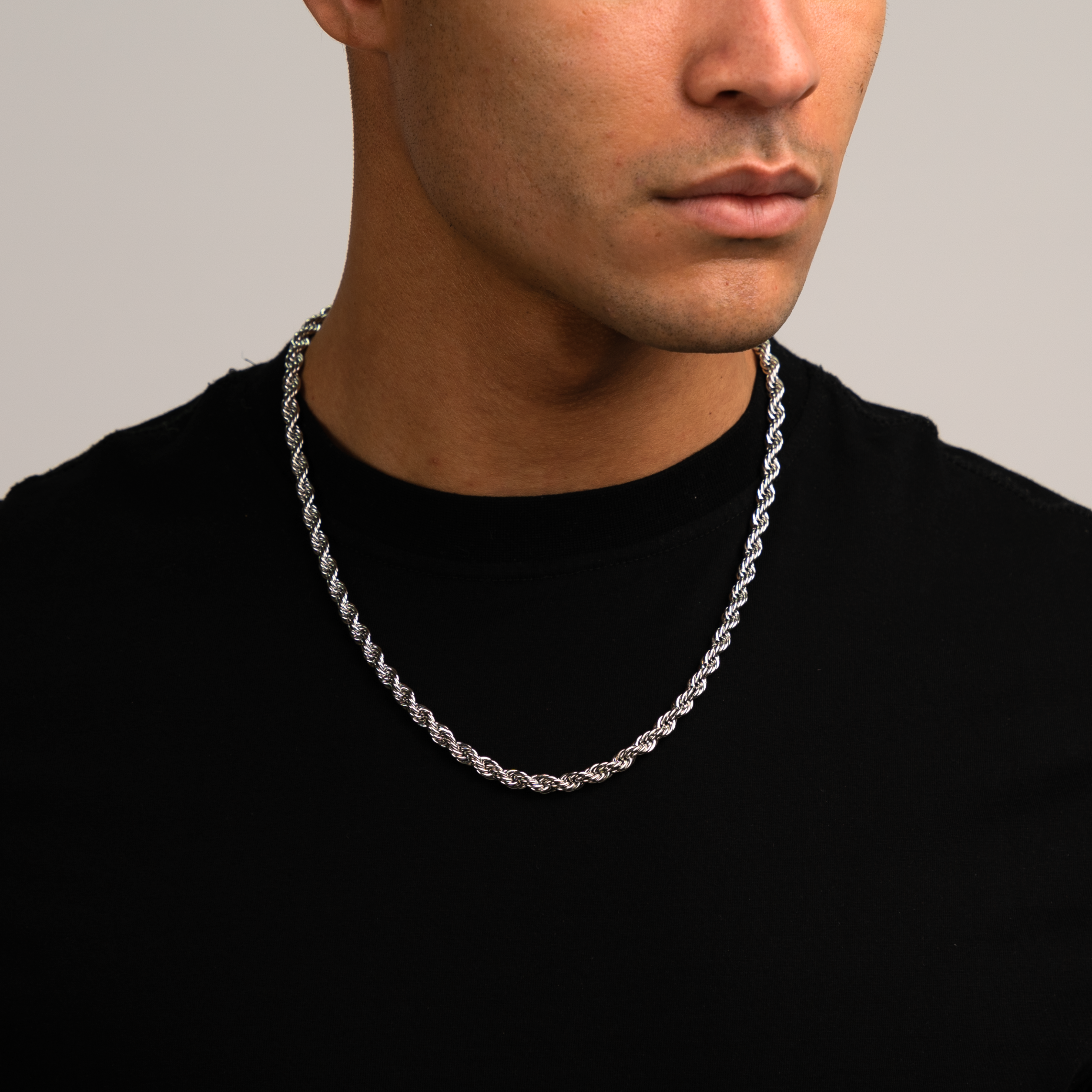 Stainless Steel 6mm Rope Chain On Neck Rope Chain Silver 6MM