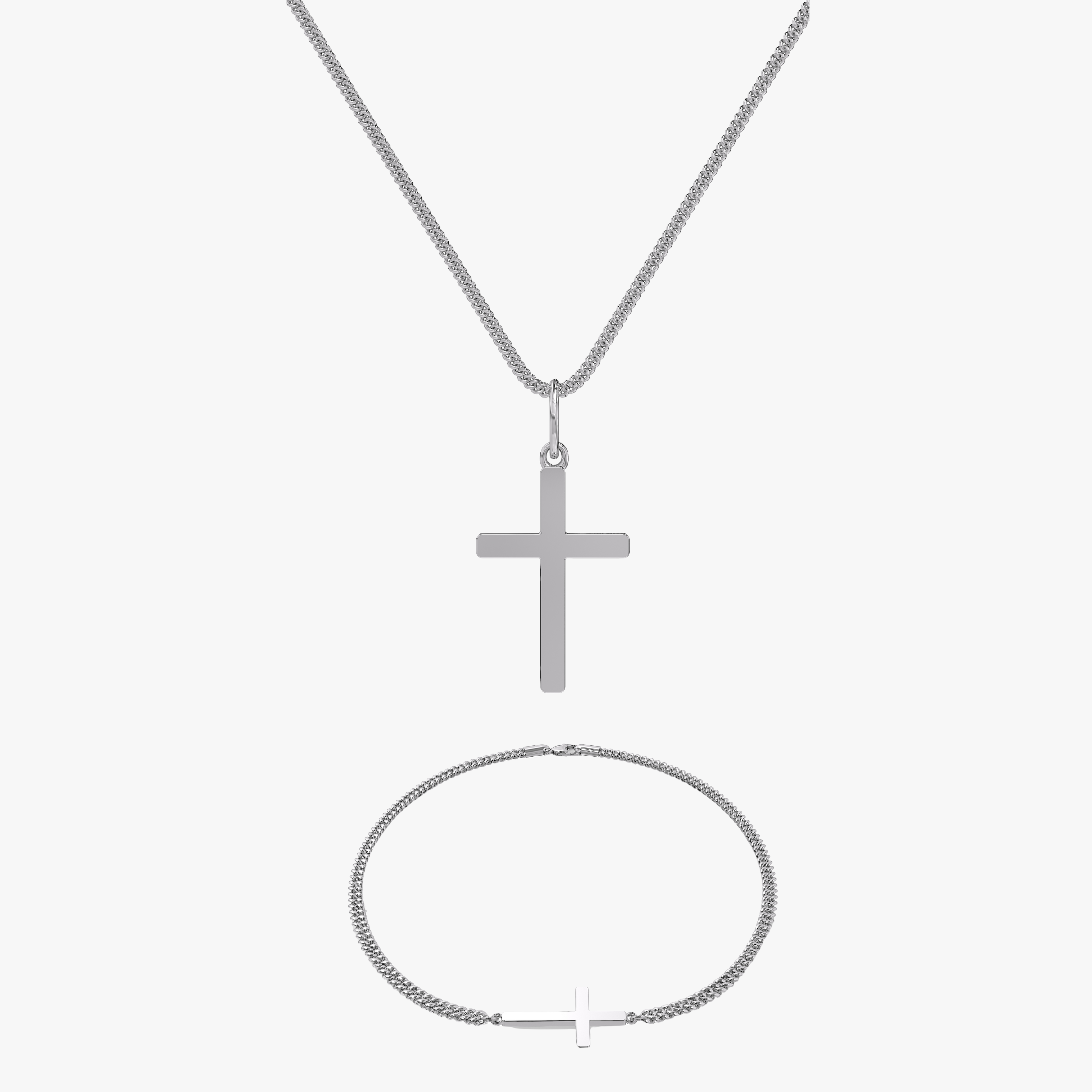 Pack - Chaîne & Bracelet Cross en Argent 2MM