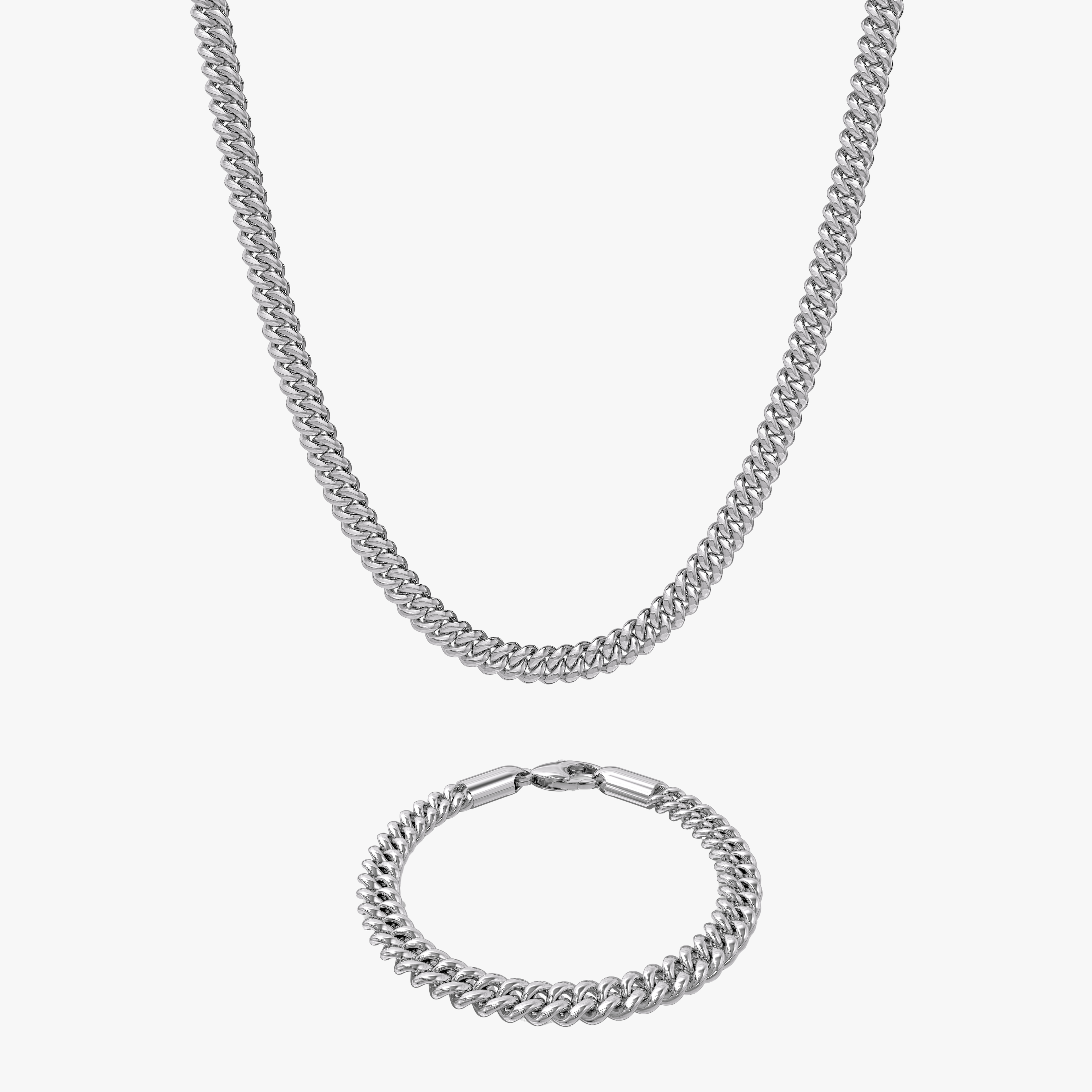 Conjunto - Cuban Plateado 8MM
