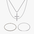 Cross x Rope Set Silver