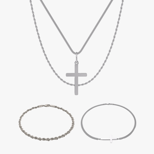Cross x Rope Set Silver