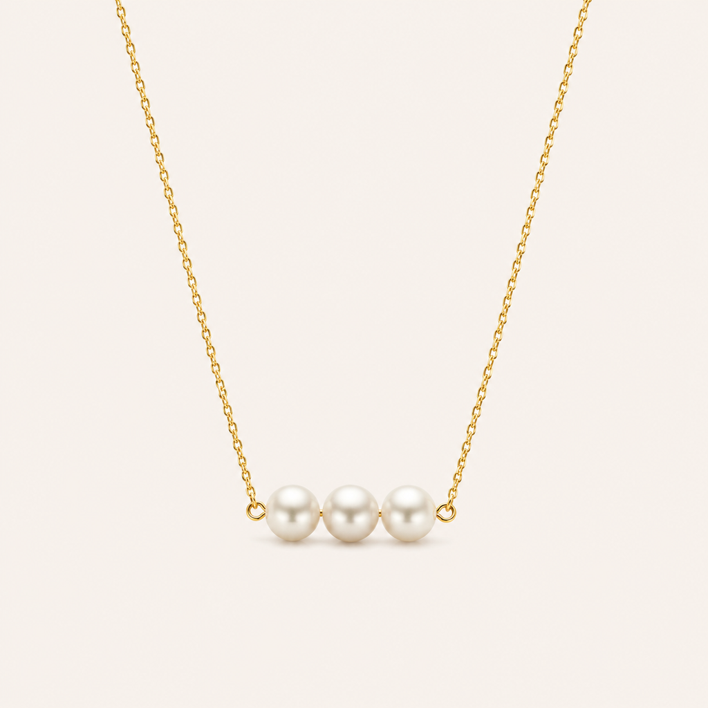 Pearl Trio Necklace Gold