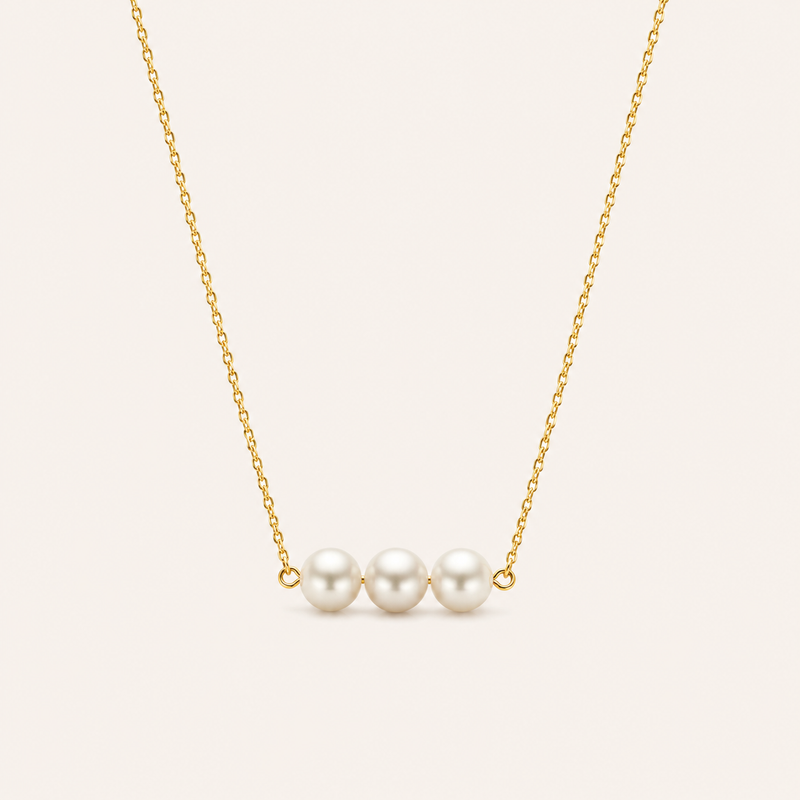 Pearl Trio Necklace Gold