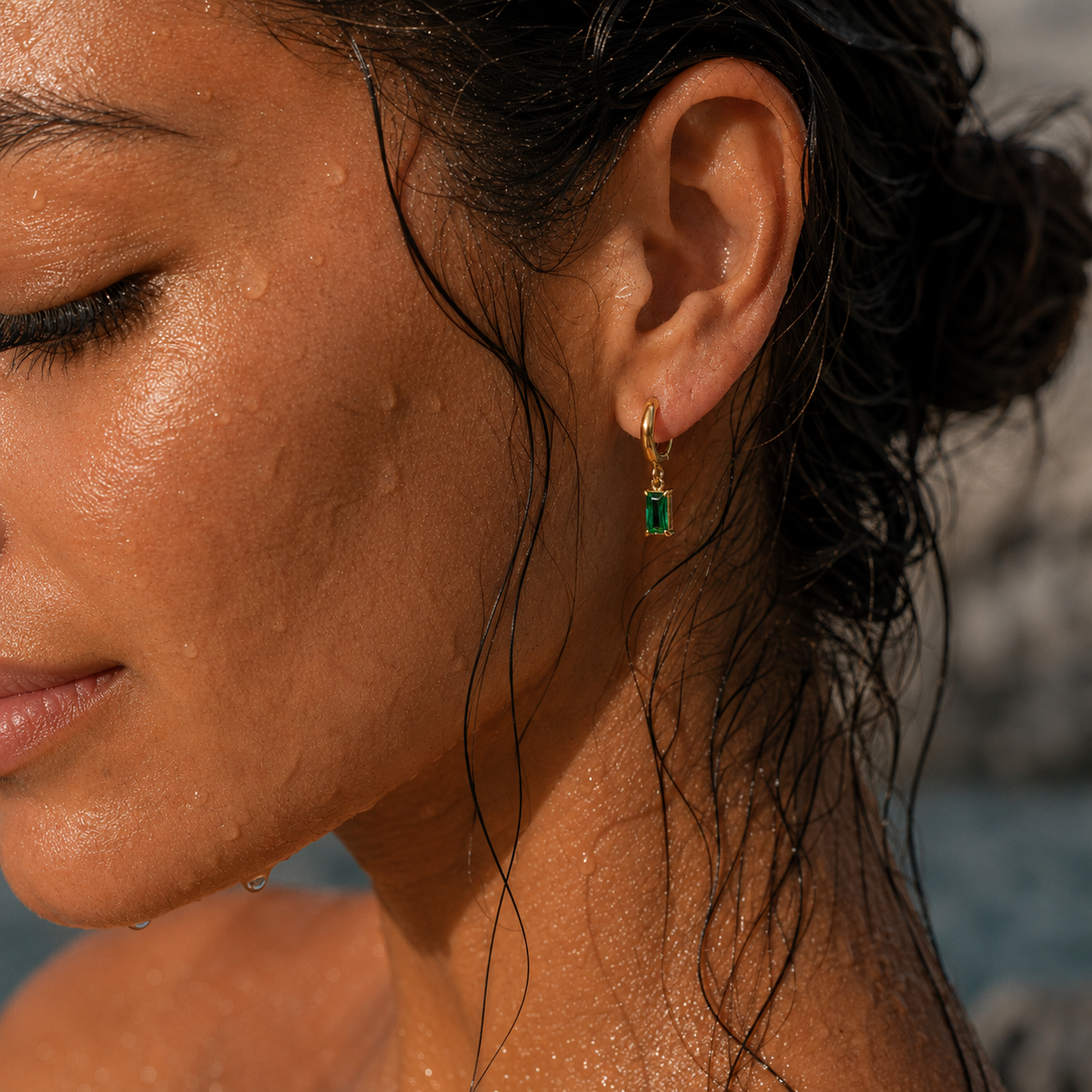 Emerald Drop Earrings Gold