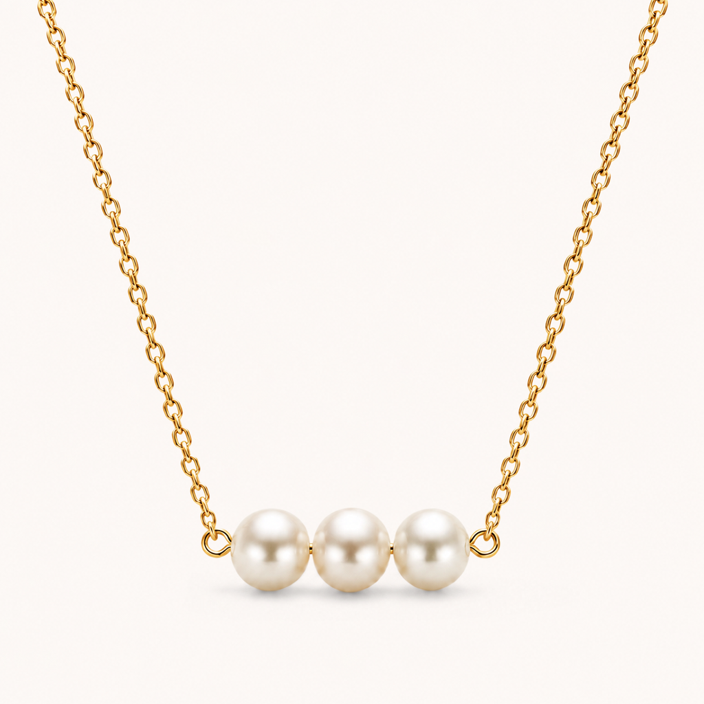Pearl Trio Necklace Gold