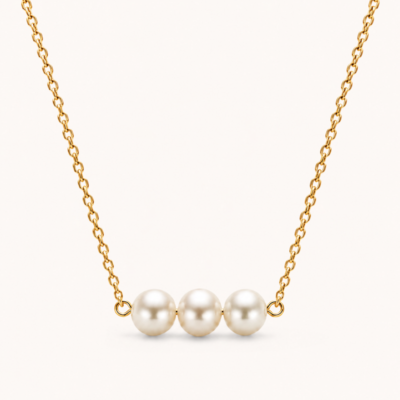 Pearl Trio Necklace Gold
