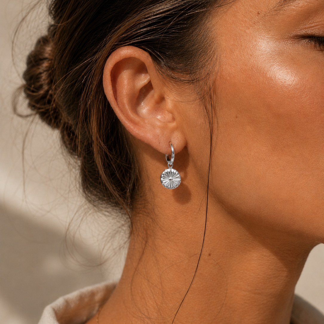 Compass Earrings Silver