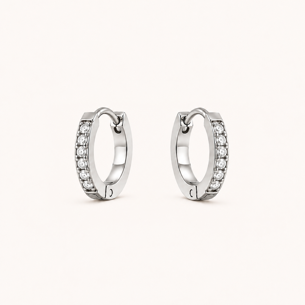 Pavé Huggies Silver
