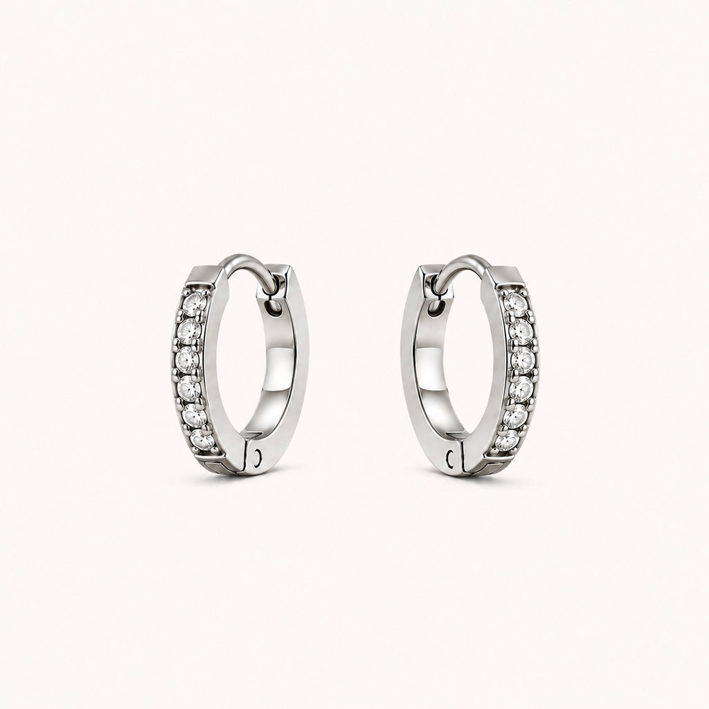 Pavé Huggies Silver