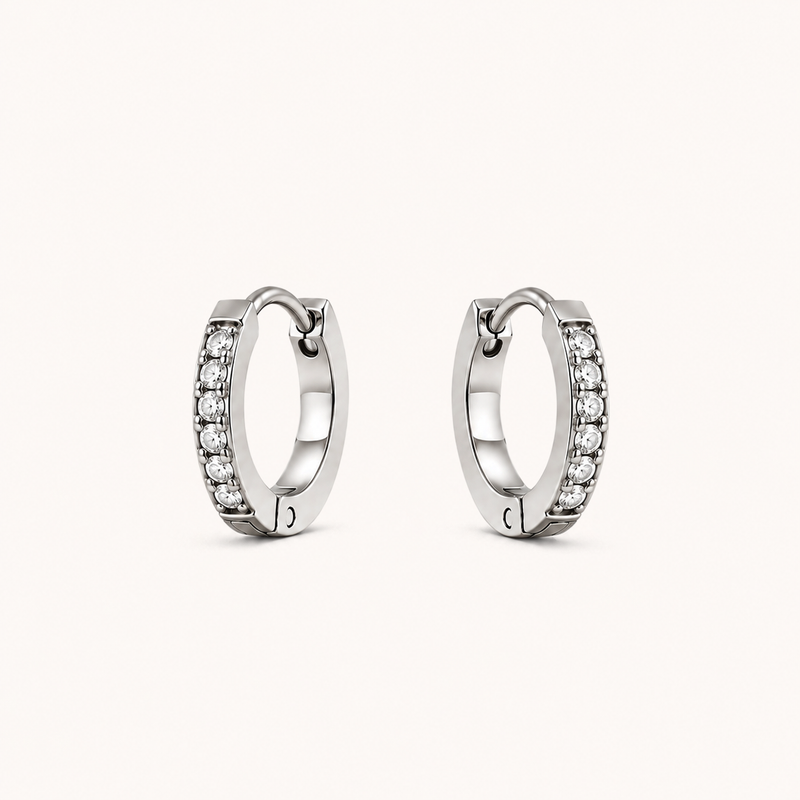 Pavé Huggies Silver