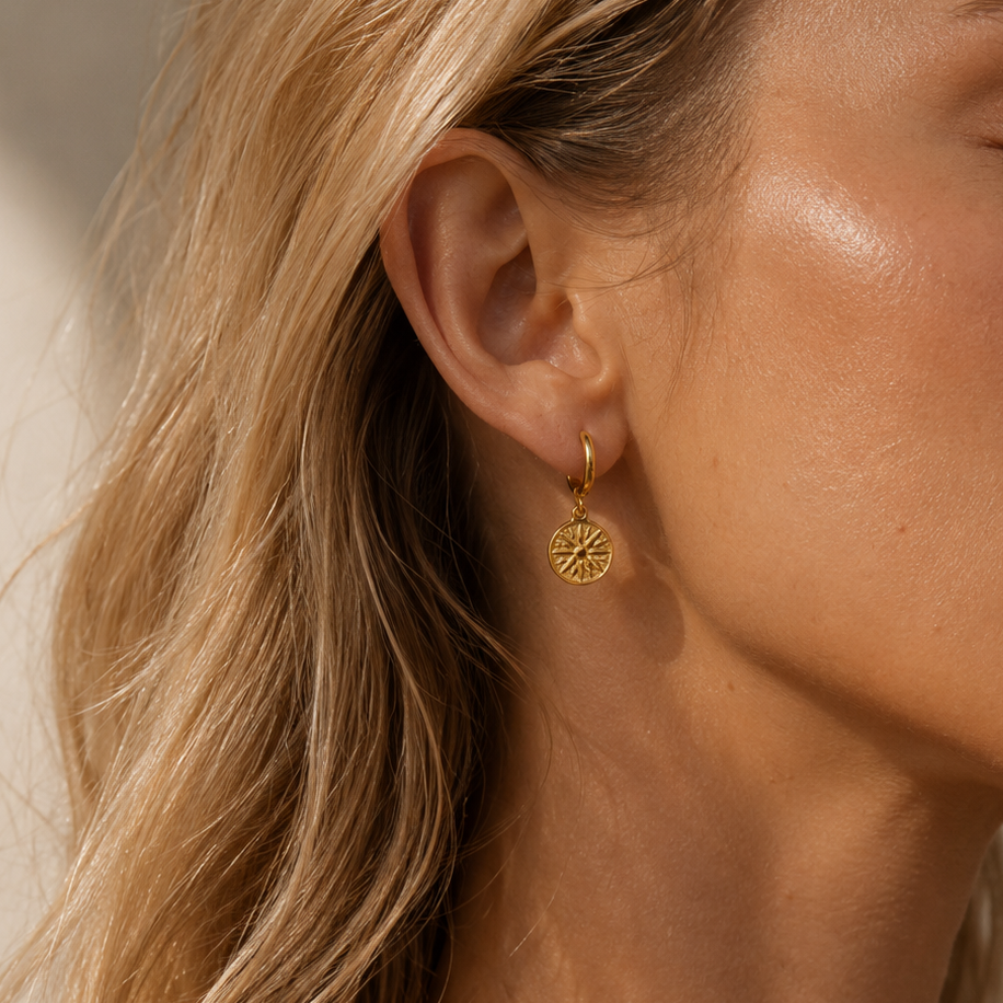 Compass Earrings Gold