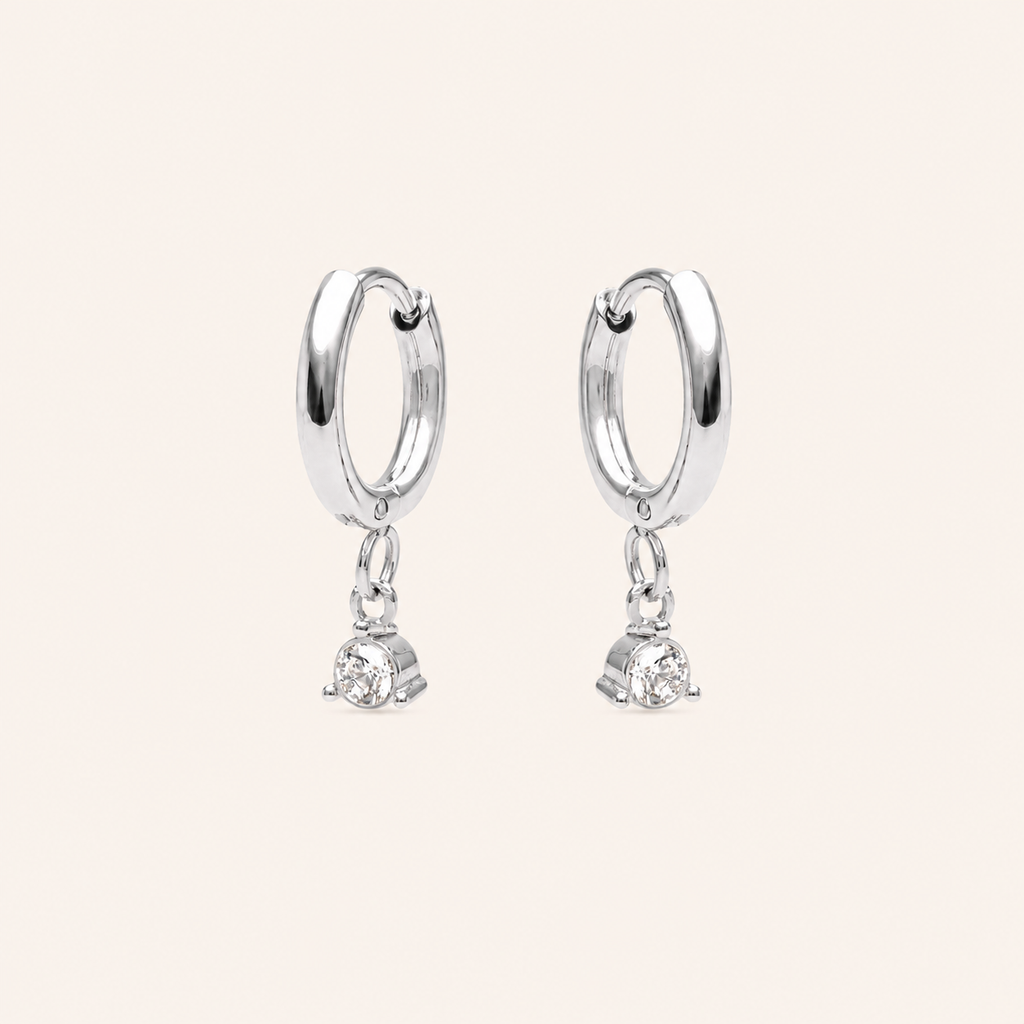 Diamond Drop Earrings Silver