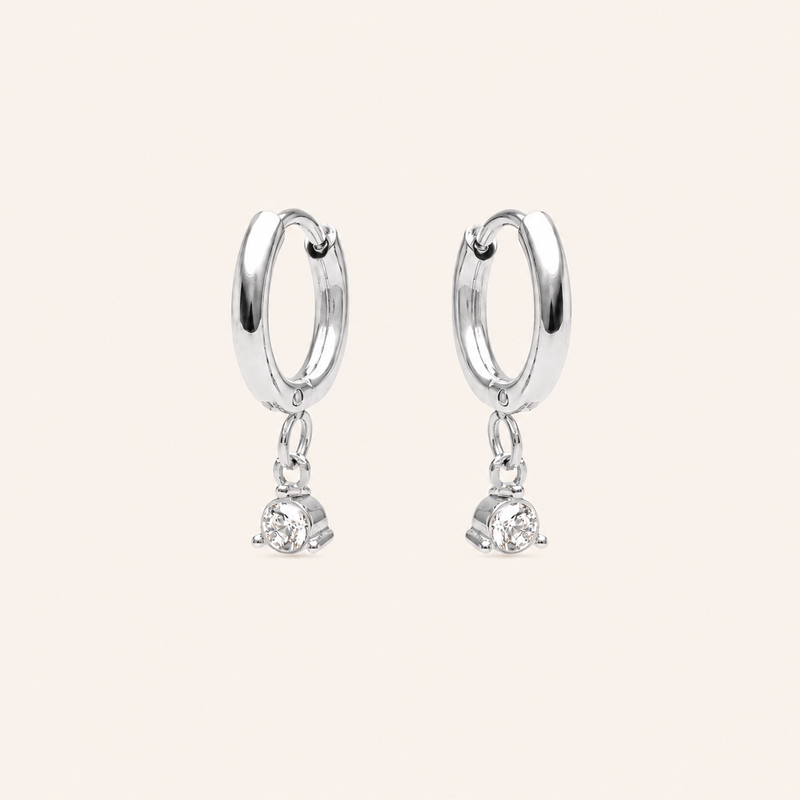 Diamond Drop Earrings Silver