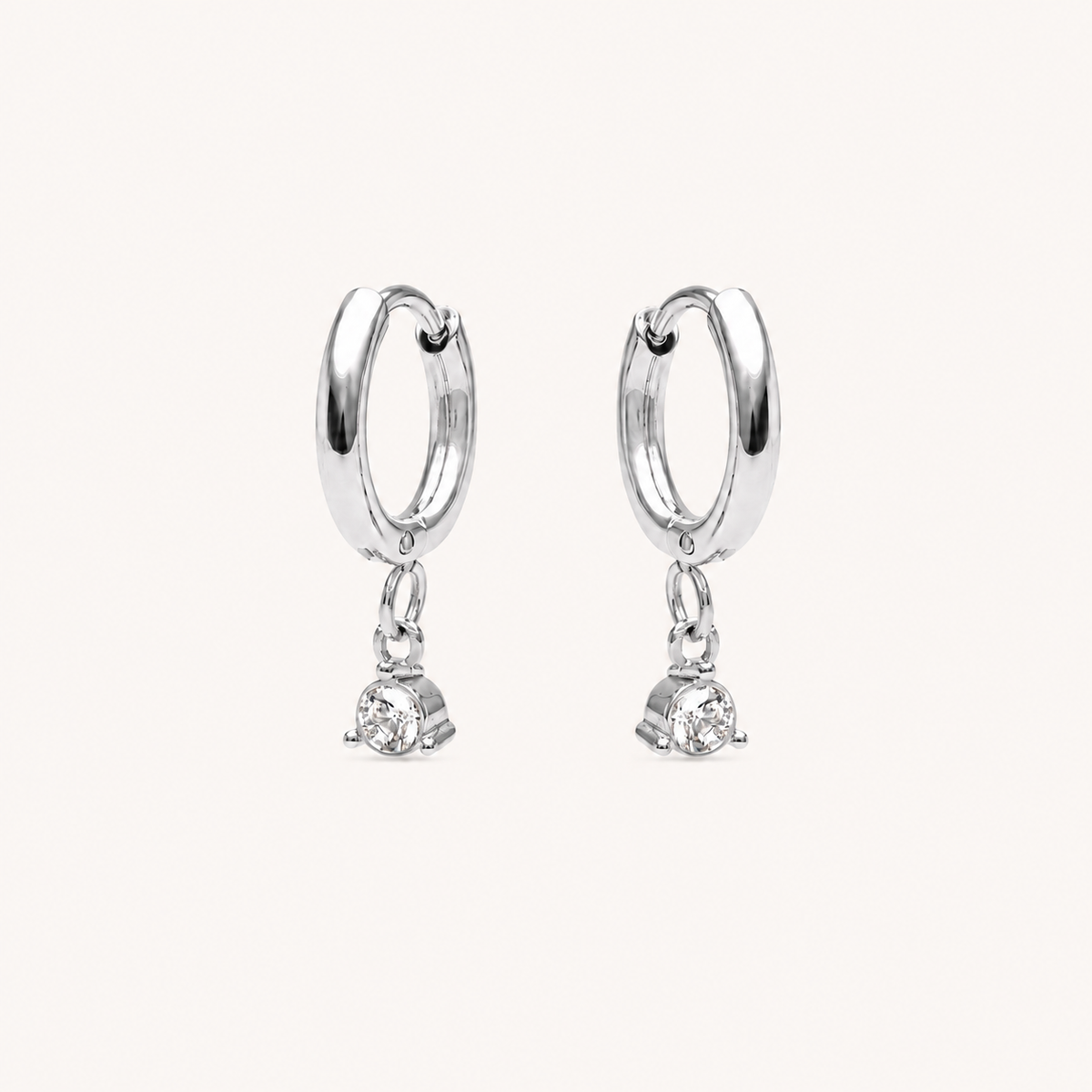 Diamond Drop Earrings Silver