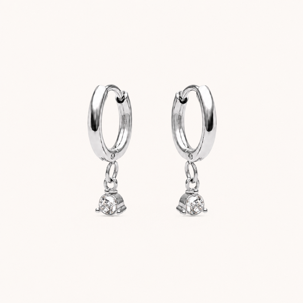 Diamond Drop Earrings Silver