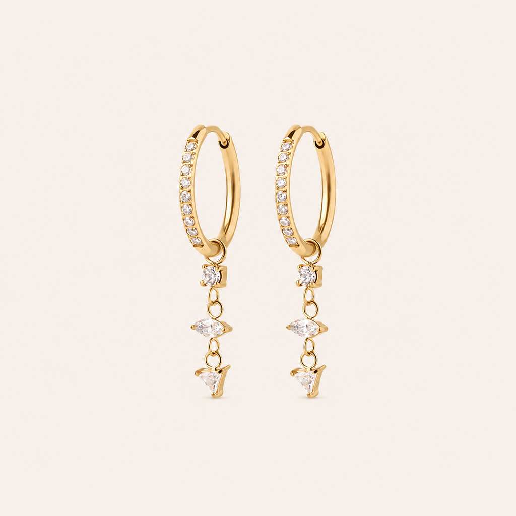 Crystal Drop Earrings Gold