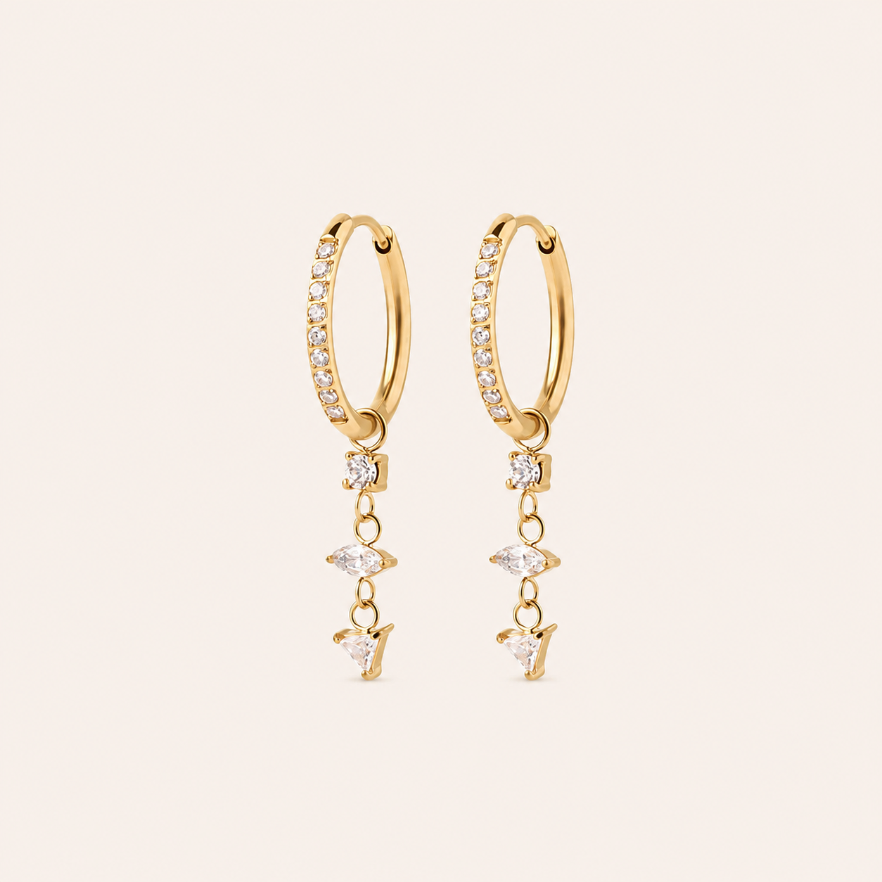 Crystal Drop Earrings Gold