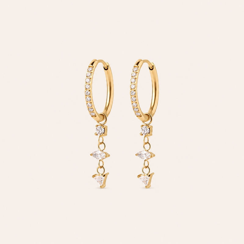 Crystal Drop Earrings Gold