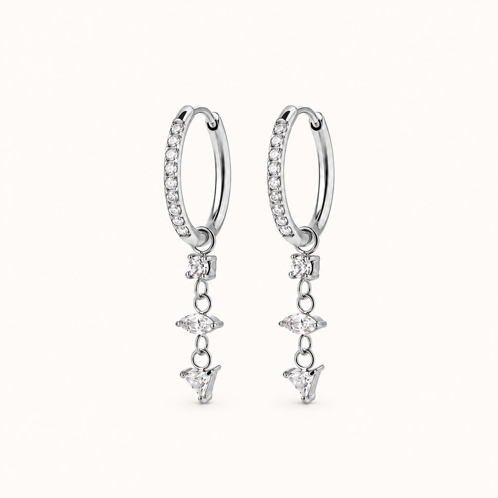 Crystal Drop Earrings Silver