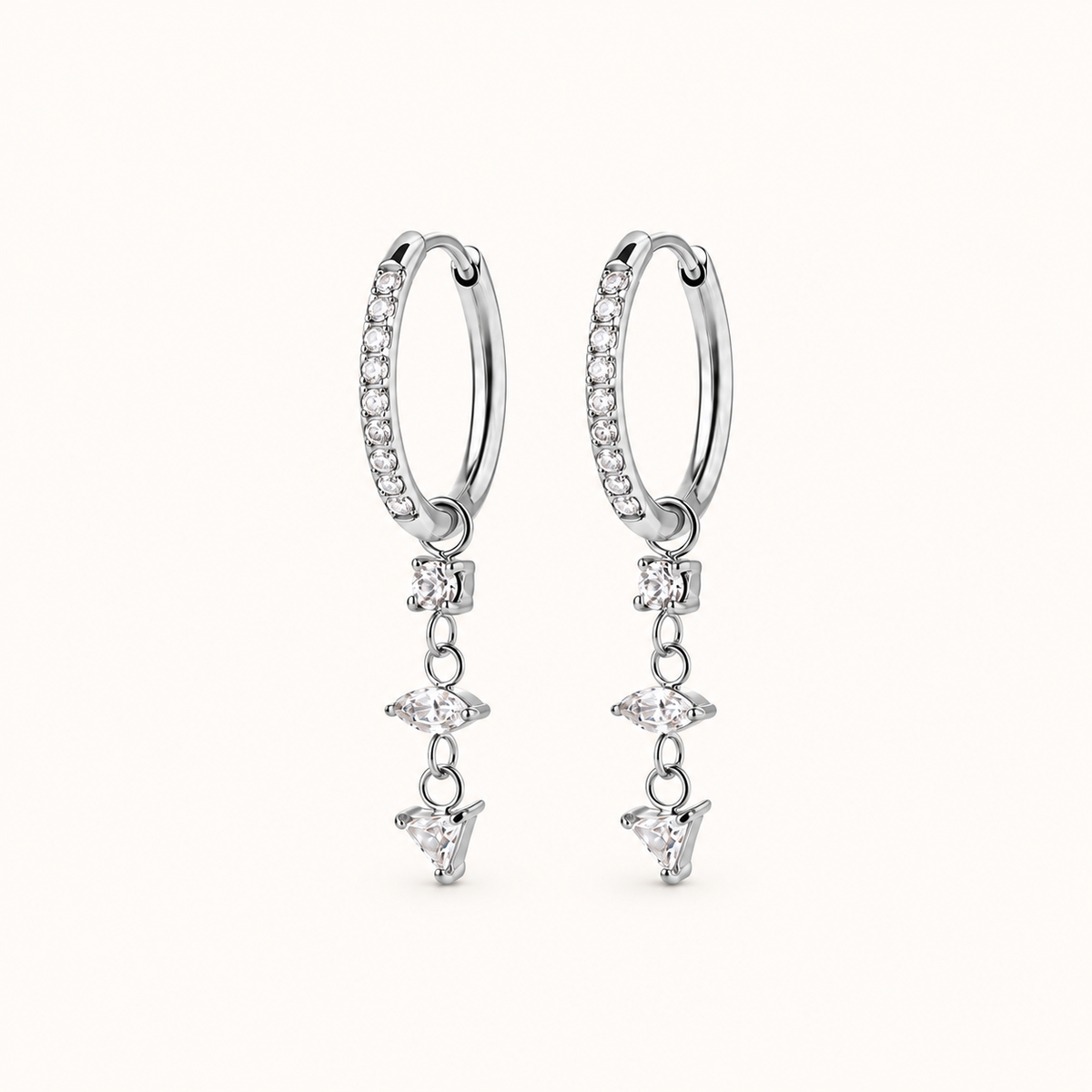 Crystal Drop Earrings Silver