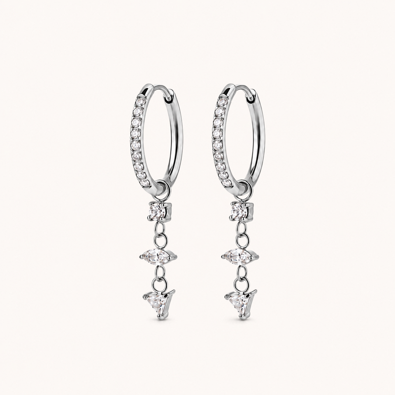 Crystal Drop Earrings Silver