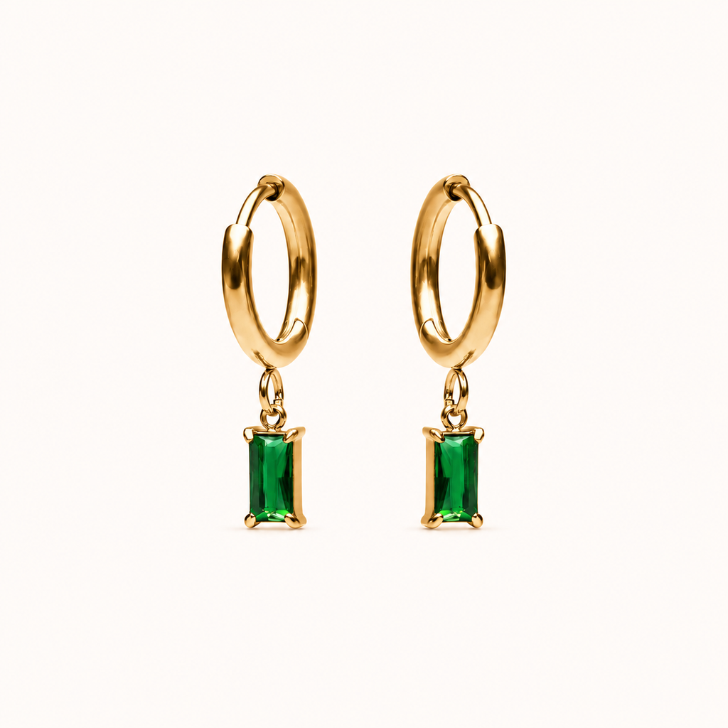 Emerald Drop Earrings Gold