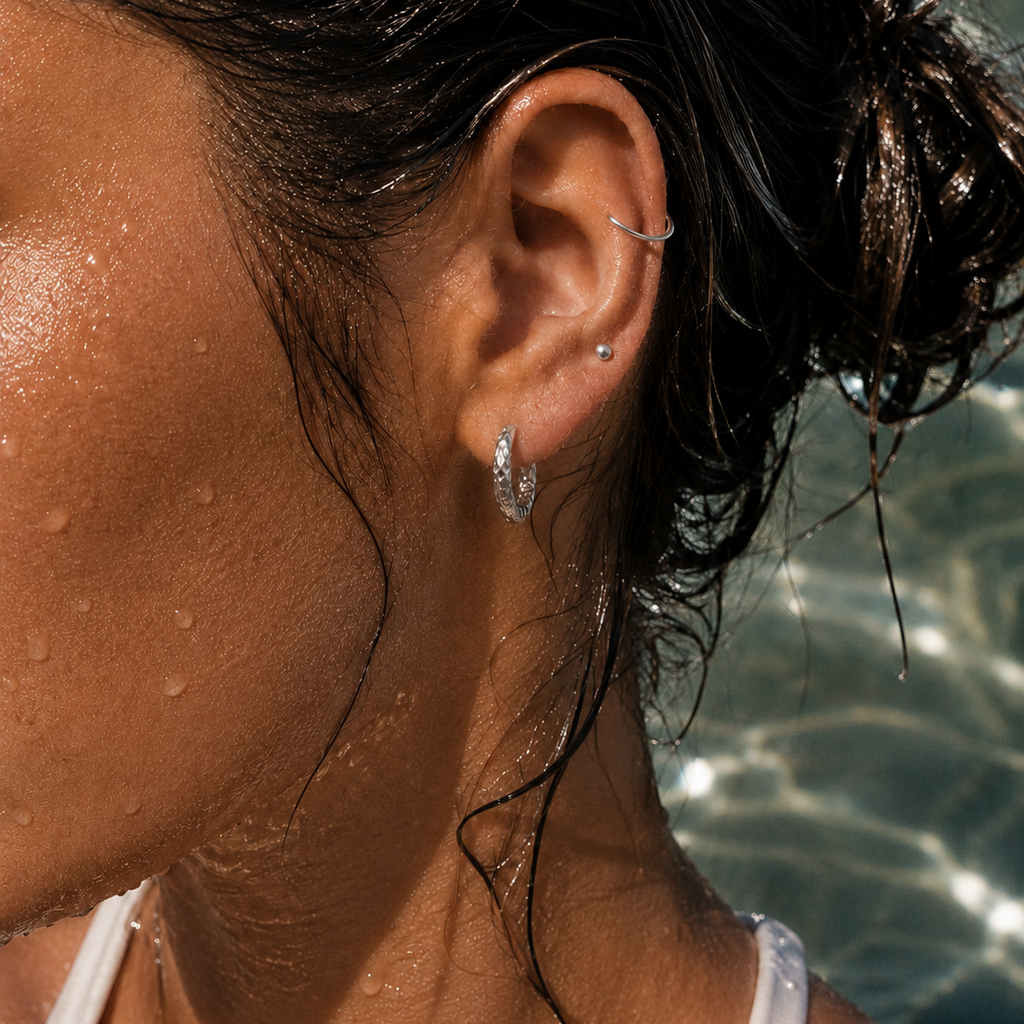 Hammered Hoops Silver