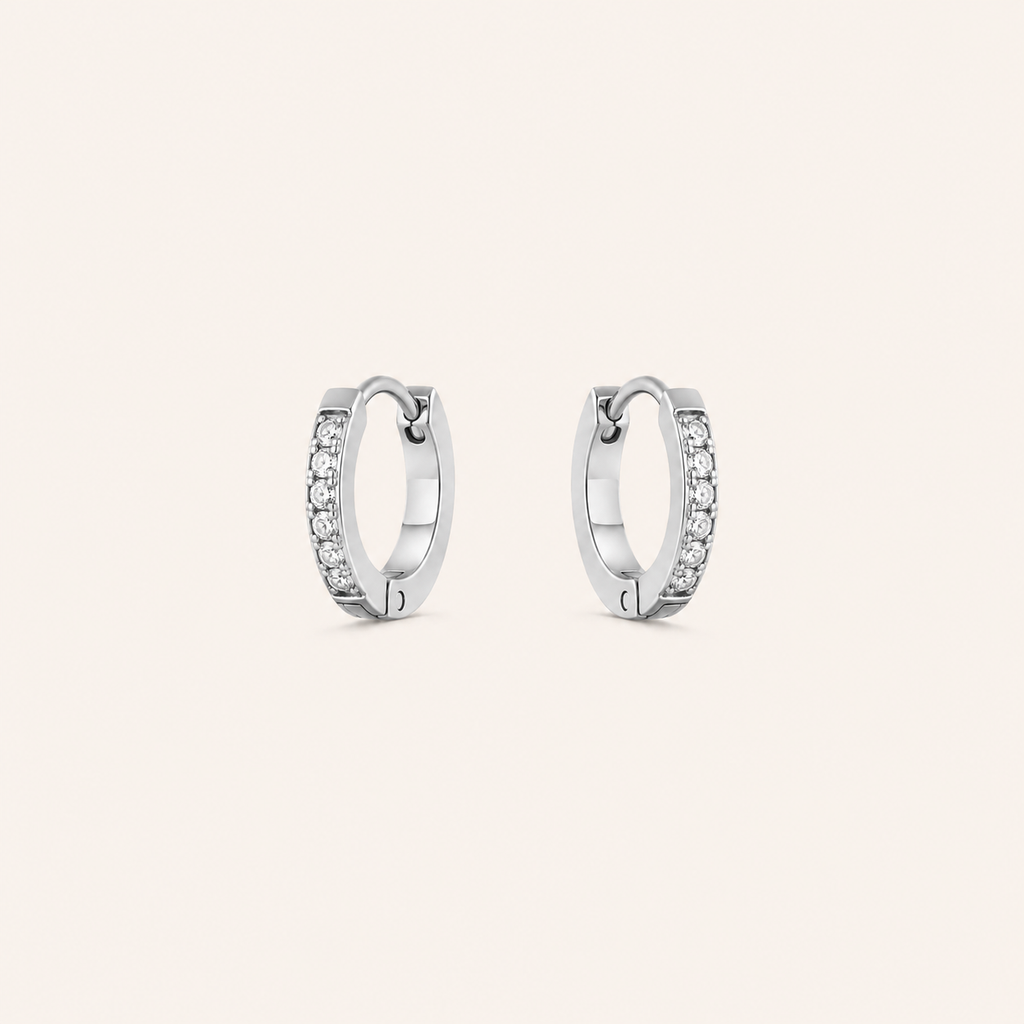 Pavé Huggies Silver