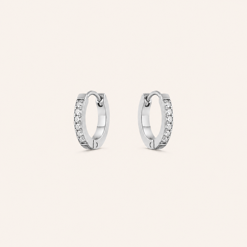 Pavé Huggies Silver
