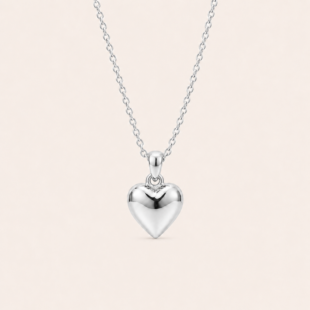 Heart Pendant Necklace Silver
