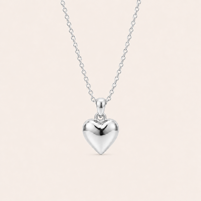 Heart Pendant Necklace Silver