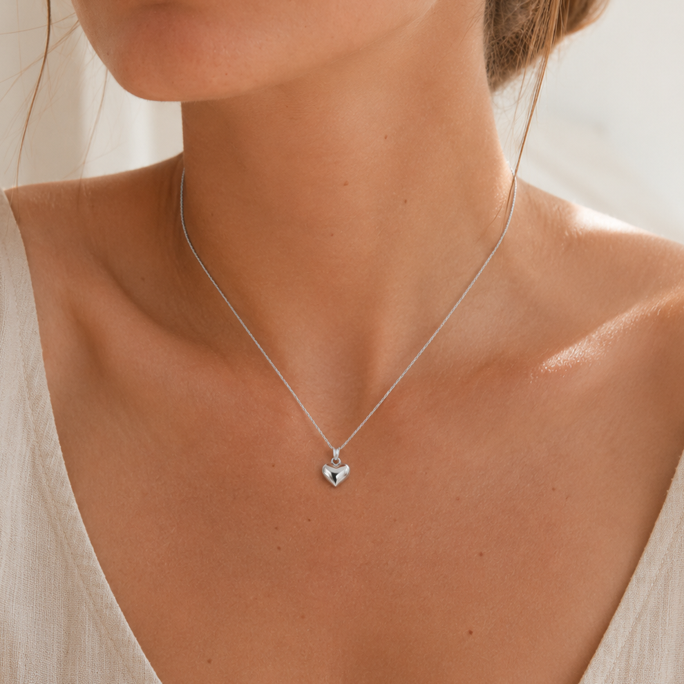 Heart Pendant Necklace Silver