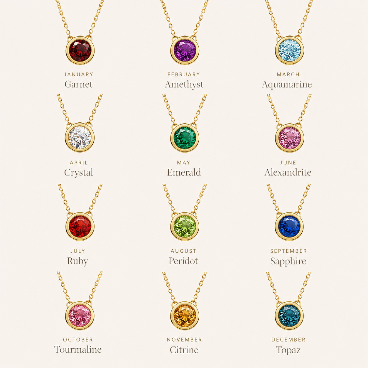 Birthstone Pendants Gold