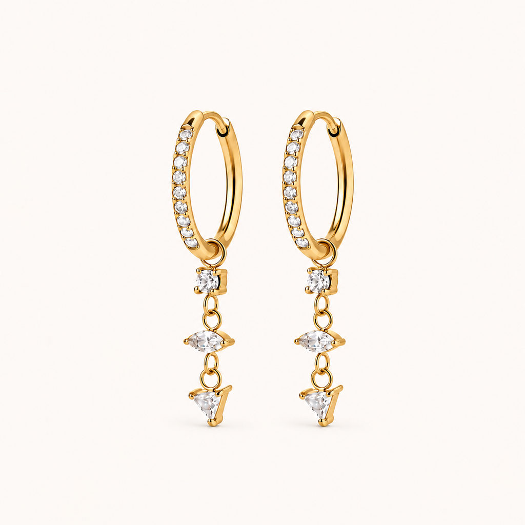 Crystal Drop Earrings Gold