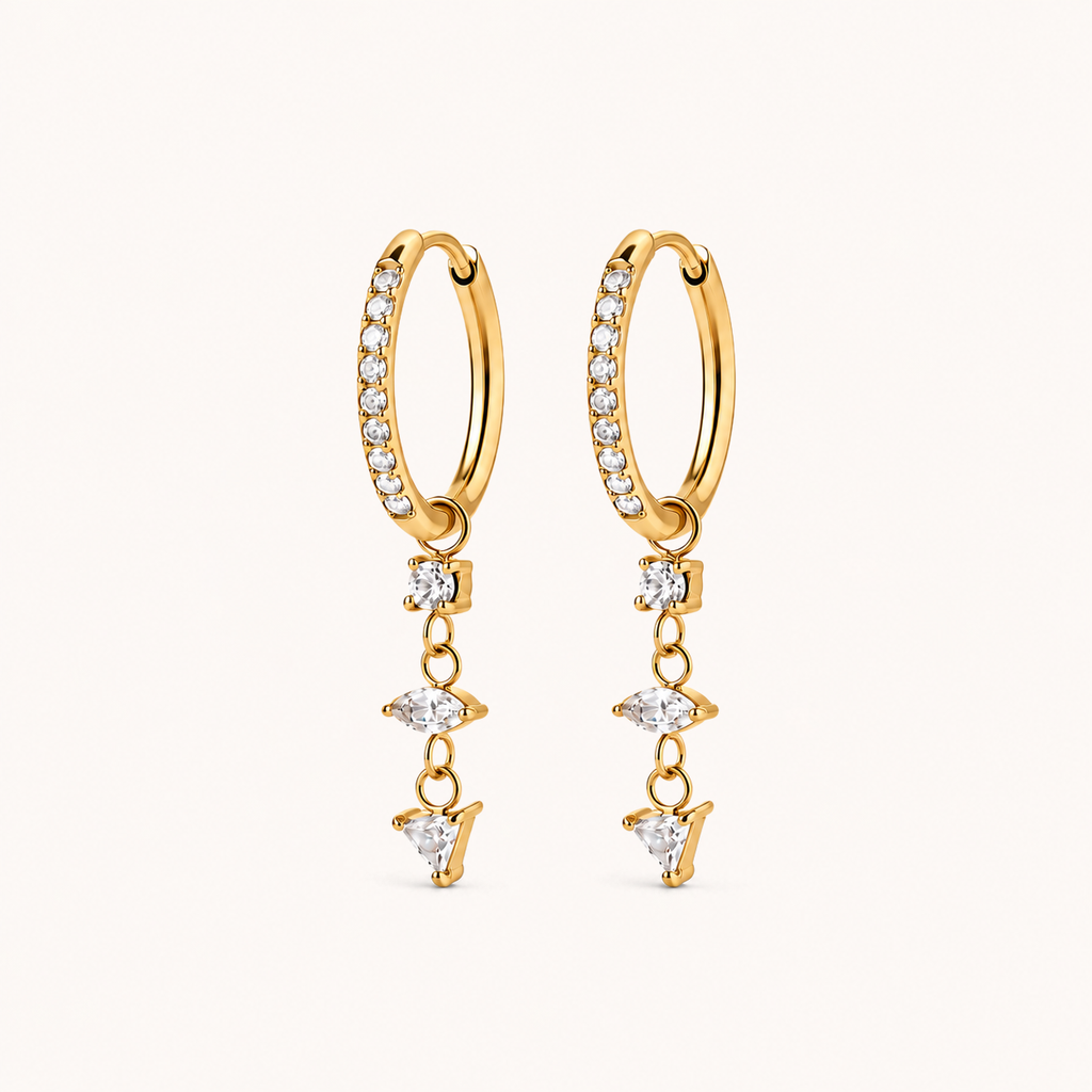 Crystal Drop Earrings Gold
