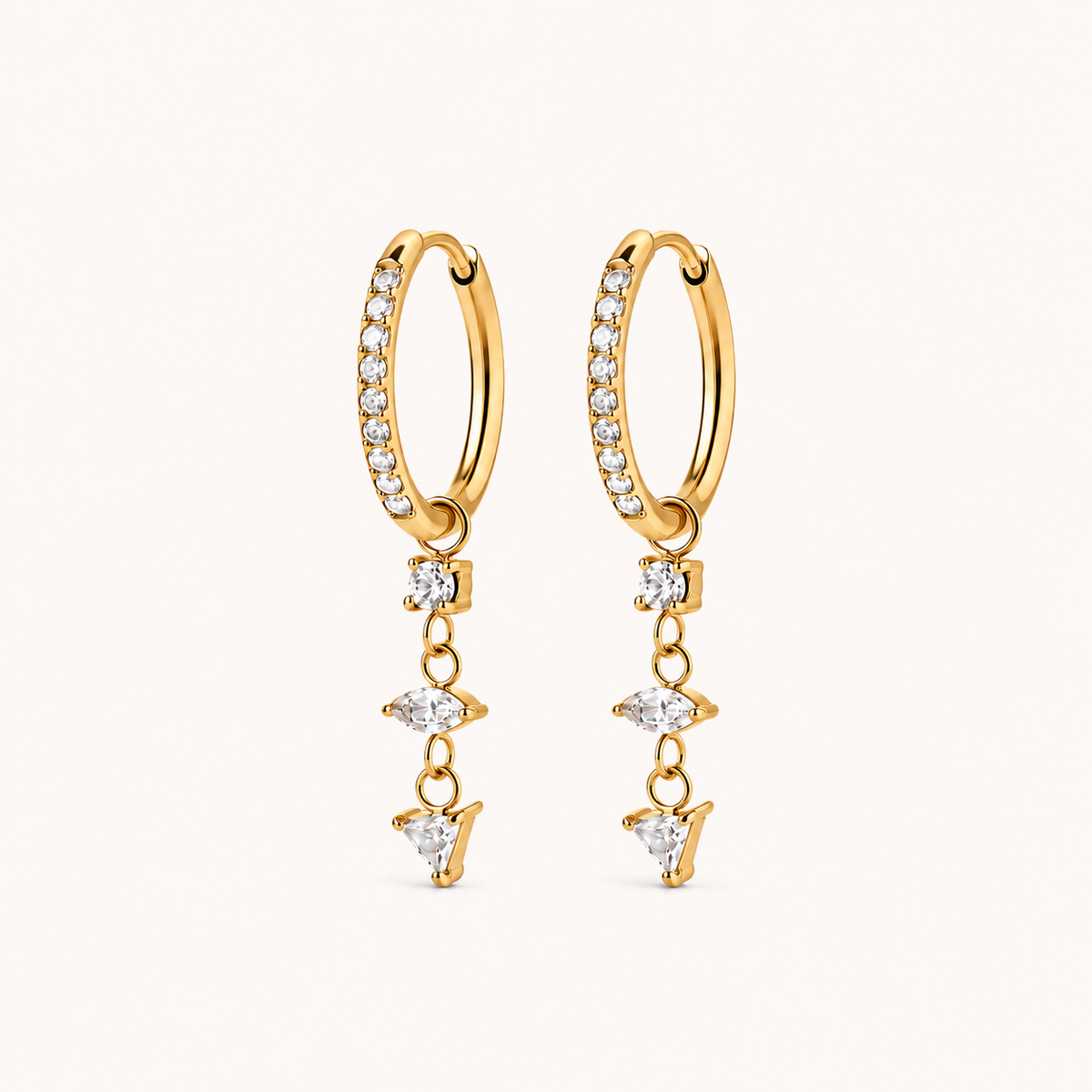 Crystal Drop Earrings Gold