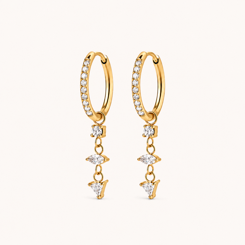 Crystal Drop Earrings Gold