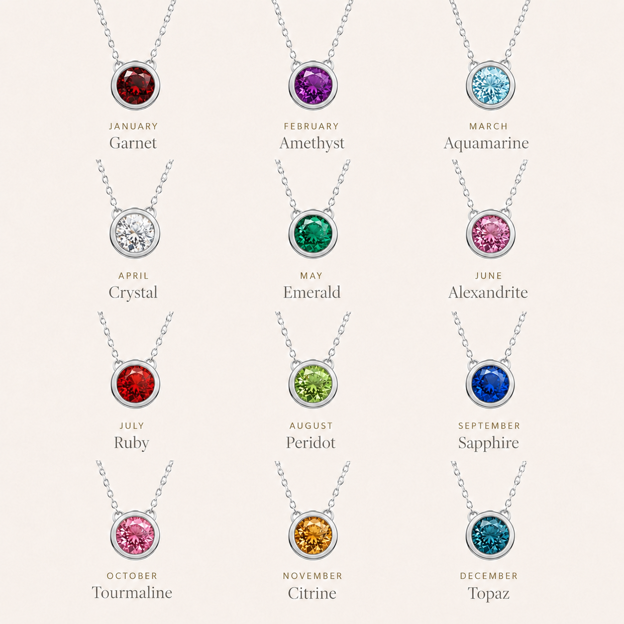 Birthstone Pendants Silver