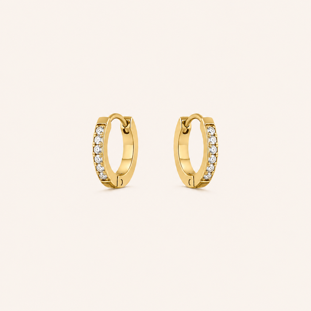 Pavé Huggies Gold
