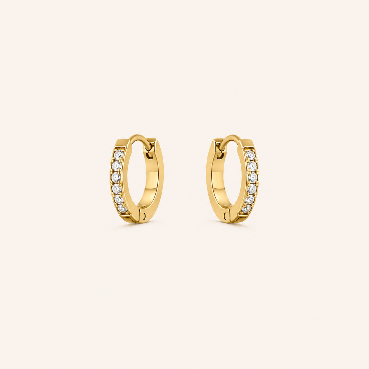 Pavé Huggies Gold