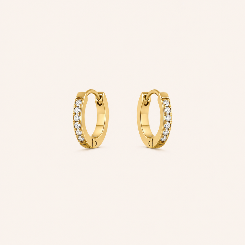 Pavé Huggies Gold