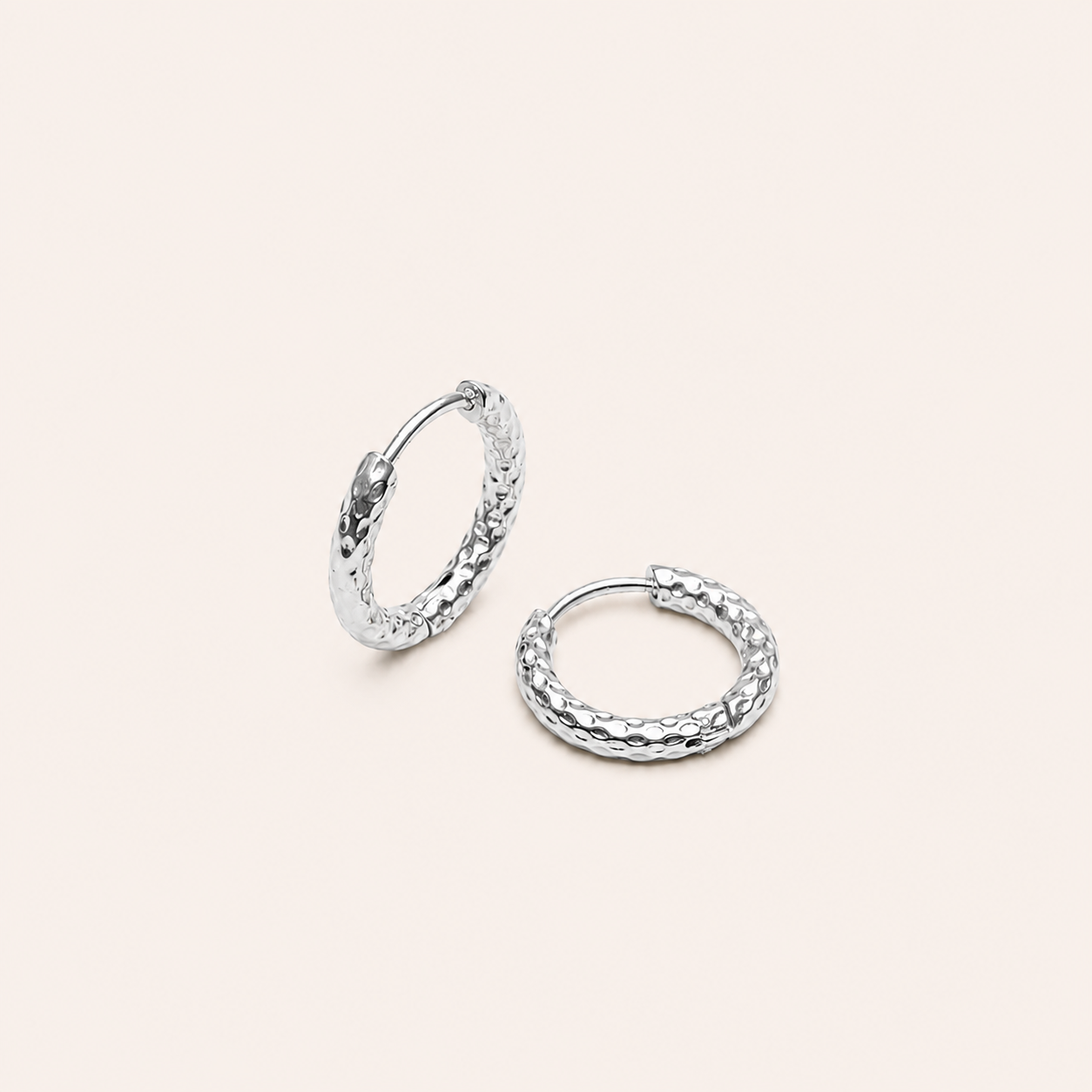 Hammered Hoops Silver