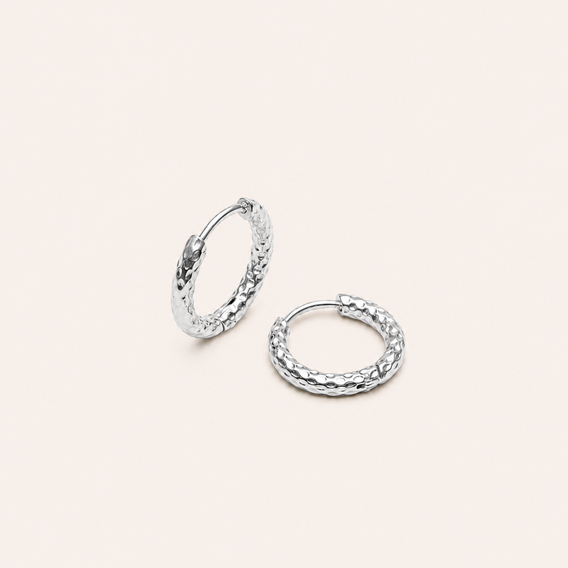 Hammered Hoops Silver